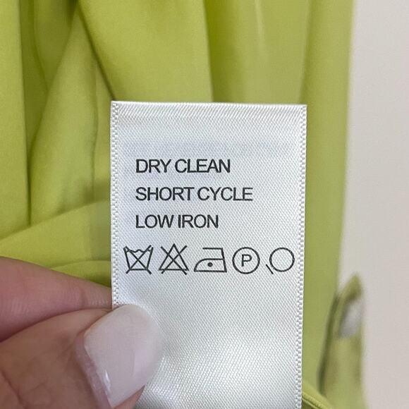 Anthropologie Etcetera Silk Womens Shirt Size 10 Green Lace Up Office Work - Picture 7 of 8